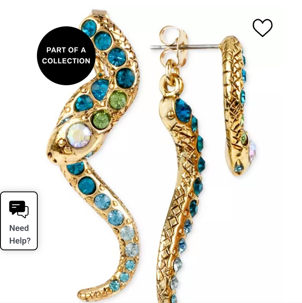 Betsy Johnson snake earrings - Picture 3 of 3